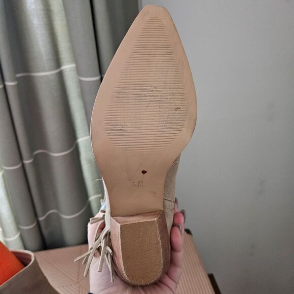 Coconuts by Matisse Booties Ankle Fringe Jane Tan Suede Heeled Boots Casual - Picture 10 of 12